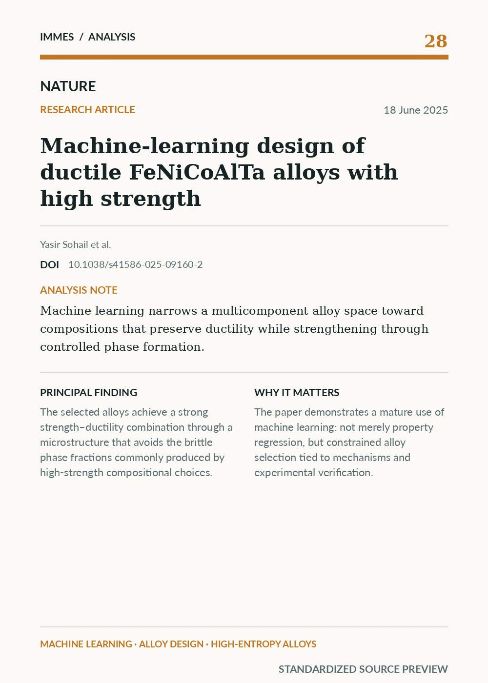 Standardized source preview for Machine-learning design of ductile FeNiCoAlTa alloys with high strength