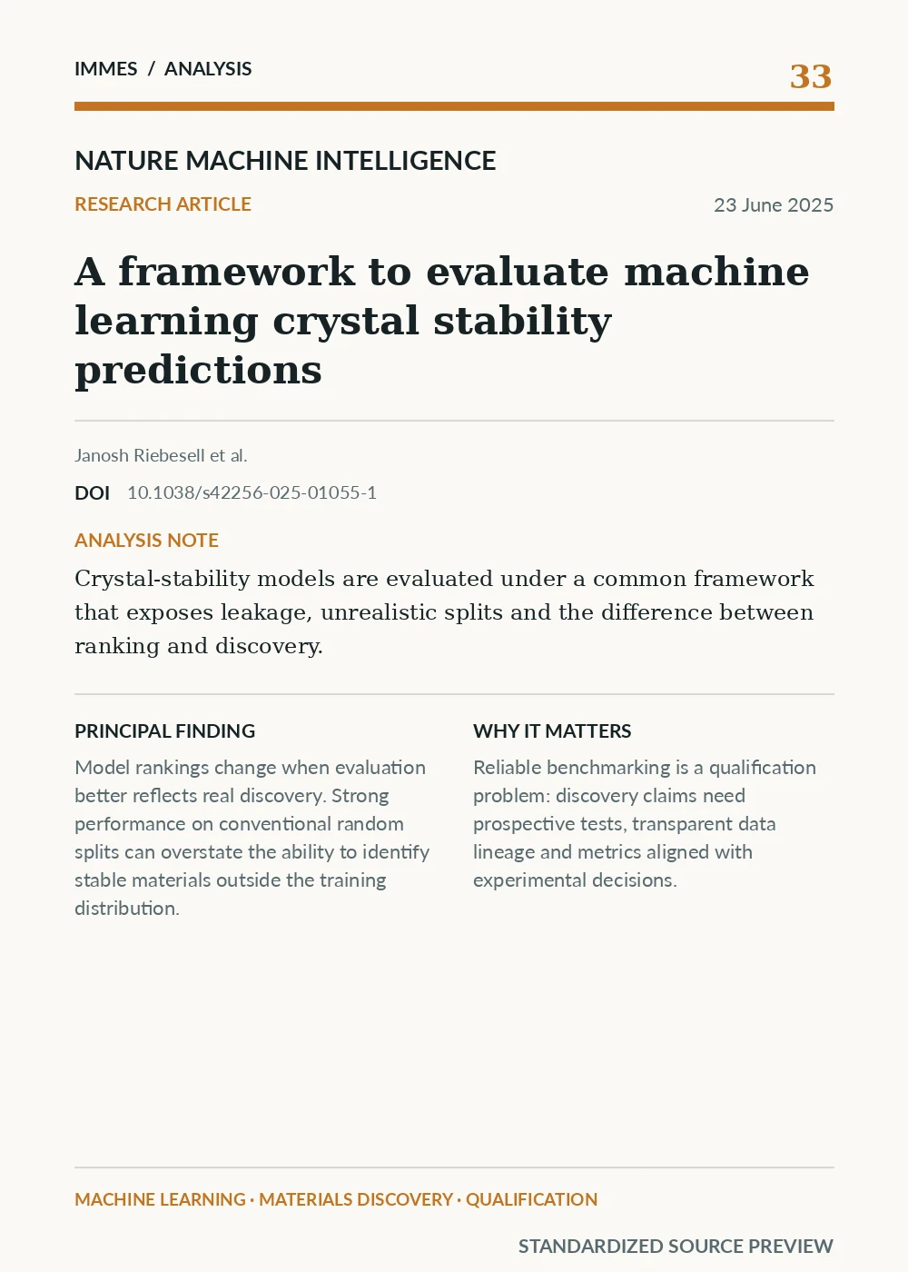 Standardized source preview for A framework to evaluate machine learning crystal stability predictions