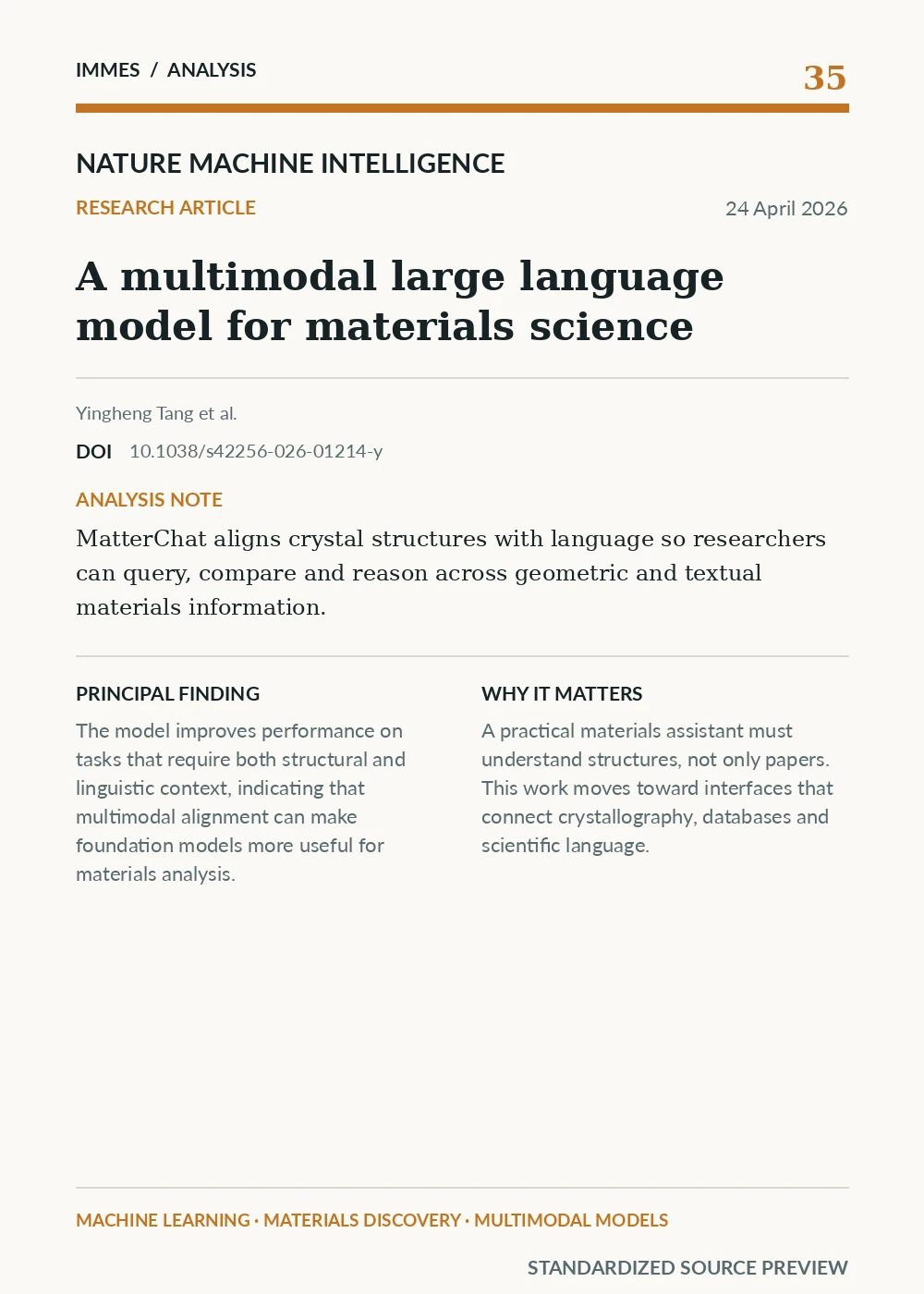 Standardized source preview for A multimodal large language model for materials science
